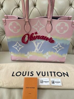 New Louis Vuitton Pink Multicolor Okinawa Monogram Tote on the go